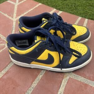 Nike Dunk Low GS Michigan Sneakers Boys Blue Yellow Athletic Shoes CW1588-700